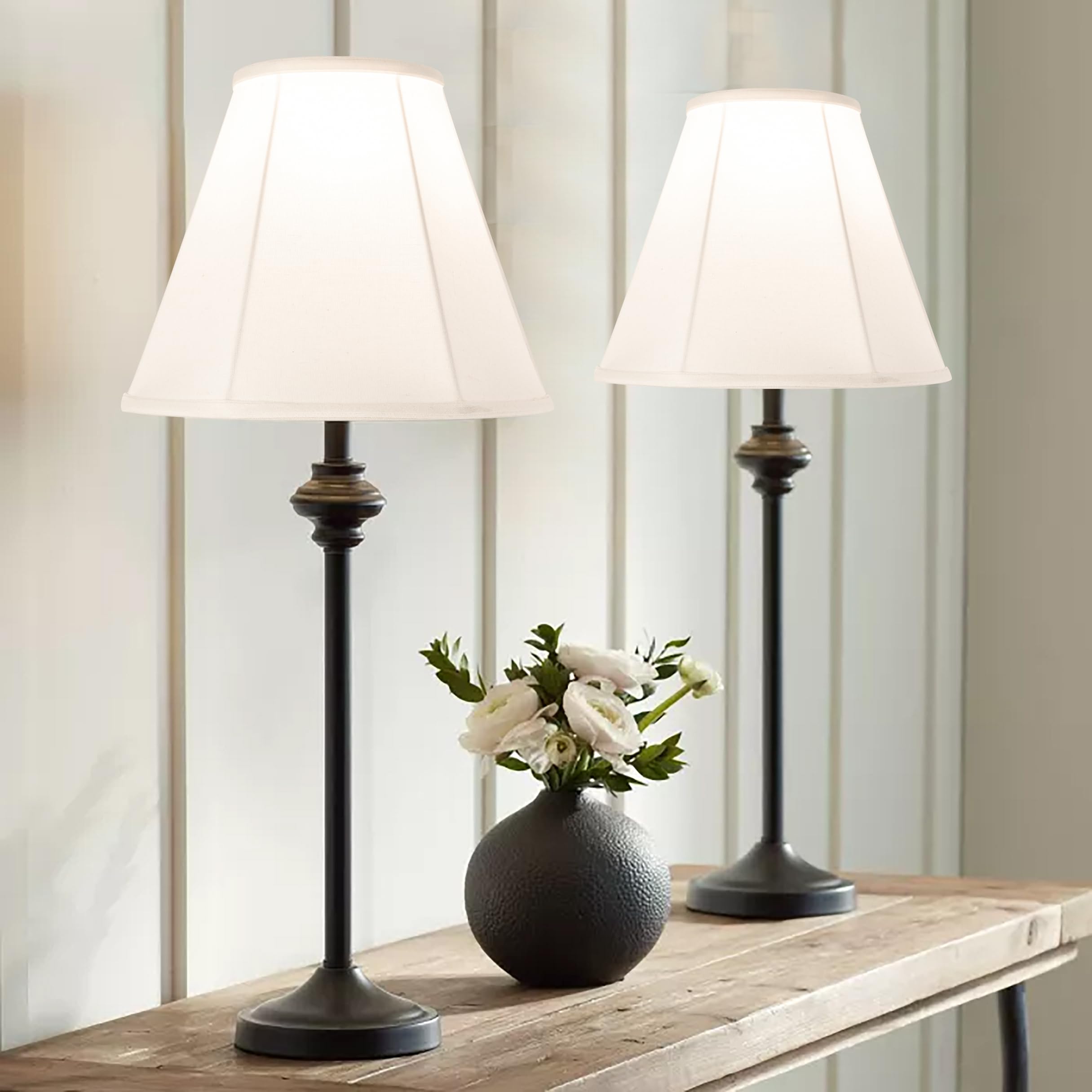 GO&SO White Bell Lamp Shades Set of 2 - 6