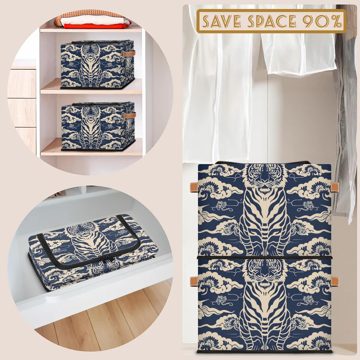 Collapsible Storage Bins with Lids - Foldable Fabric Storage Cubes Organizer for Clothes, Toys, Blankets | Stackable, Dustproof | Perfect for Closet, Nursery, Playroom & Home Organization