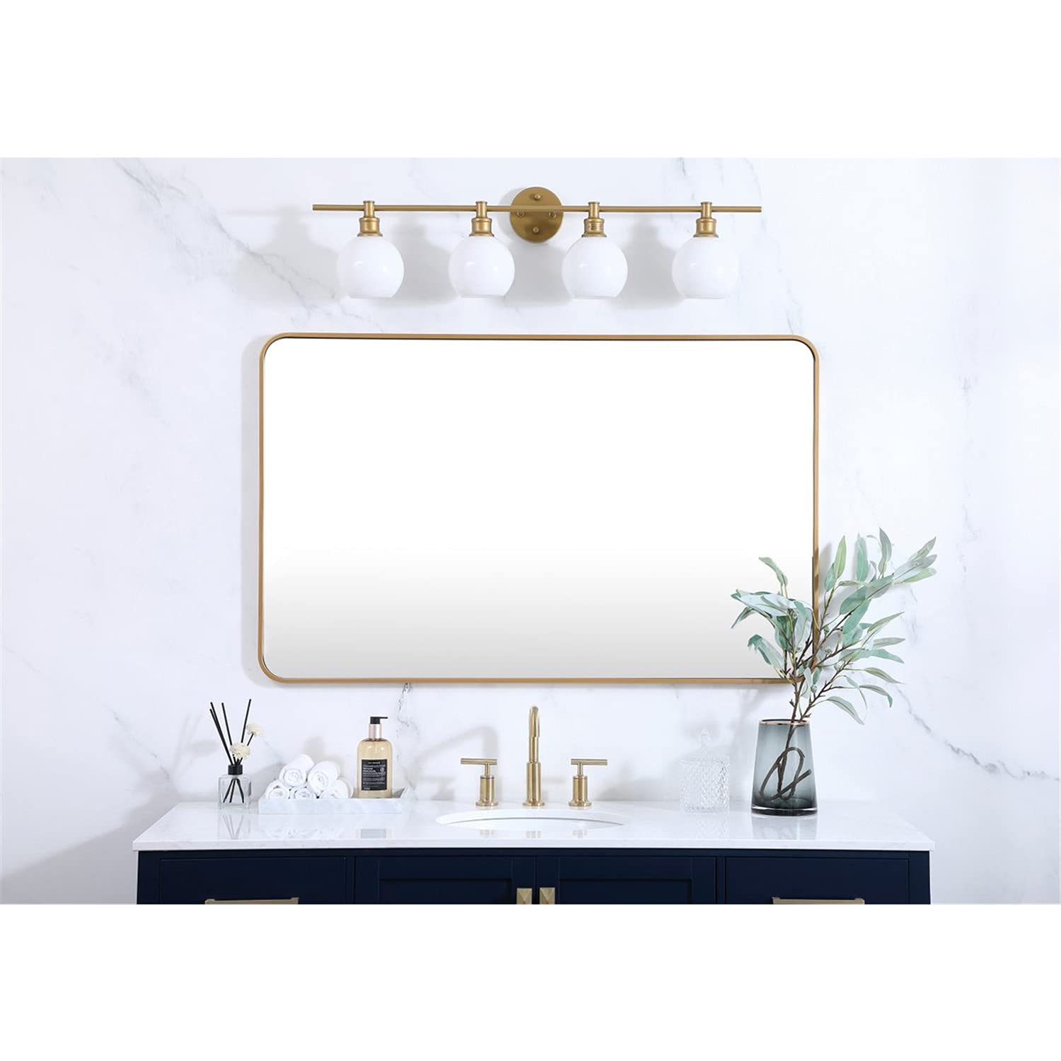 Brass Rectangular Mirror 30x48 - Elegant Decor for Living Room & Bedroom