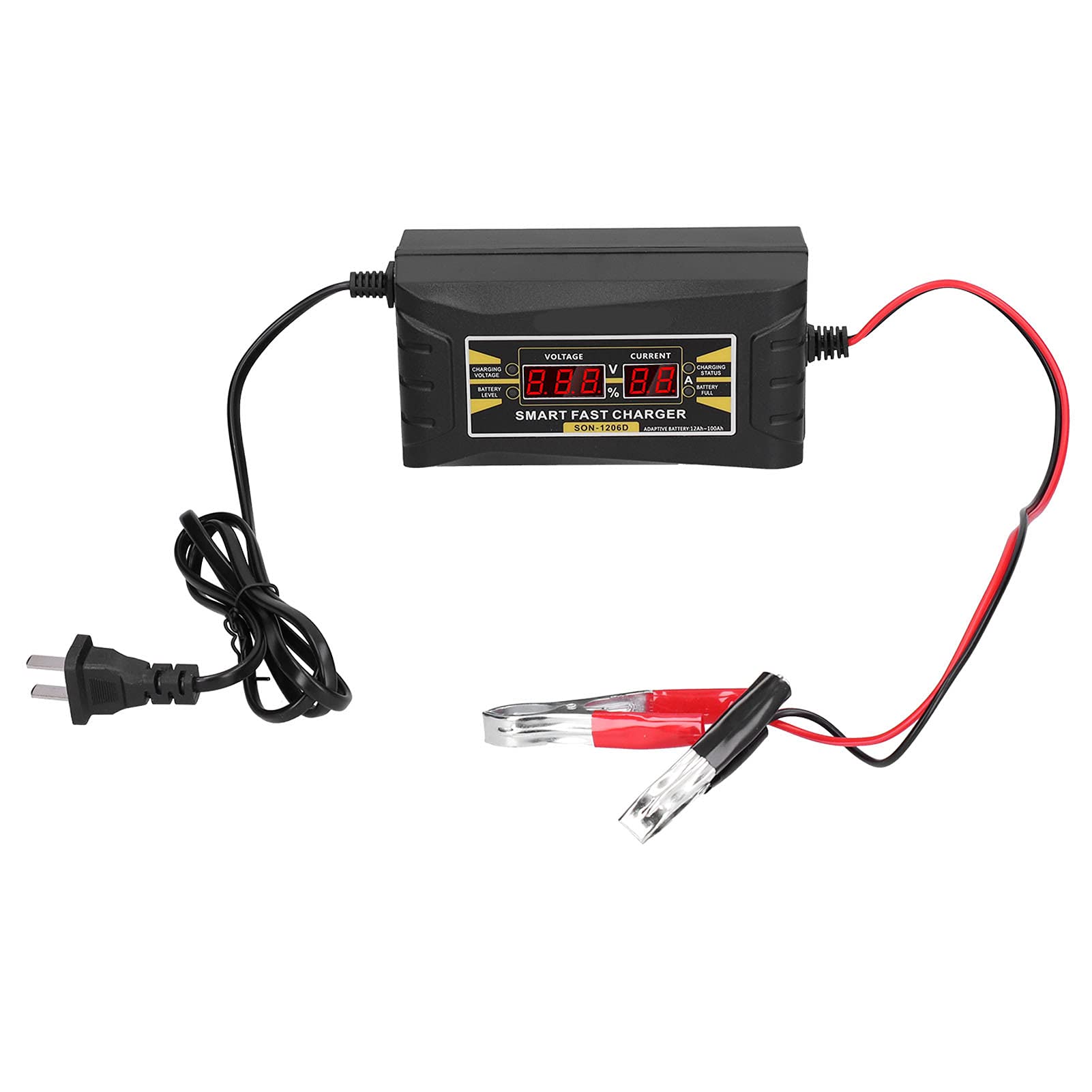 Ymiko 12V 6A Smart Automatic Battery Charger with LCD Screen - Universal for Car, Motorcycle, Boat, RV - US Plug 110V-240V - Perfect for Home Garage, Roadside Emergencies & Vehicle Maintenance