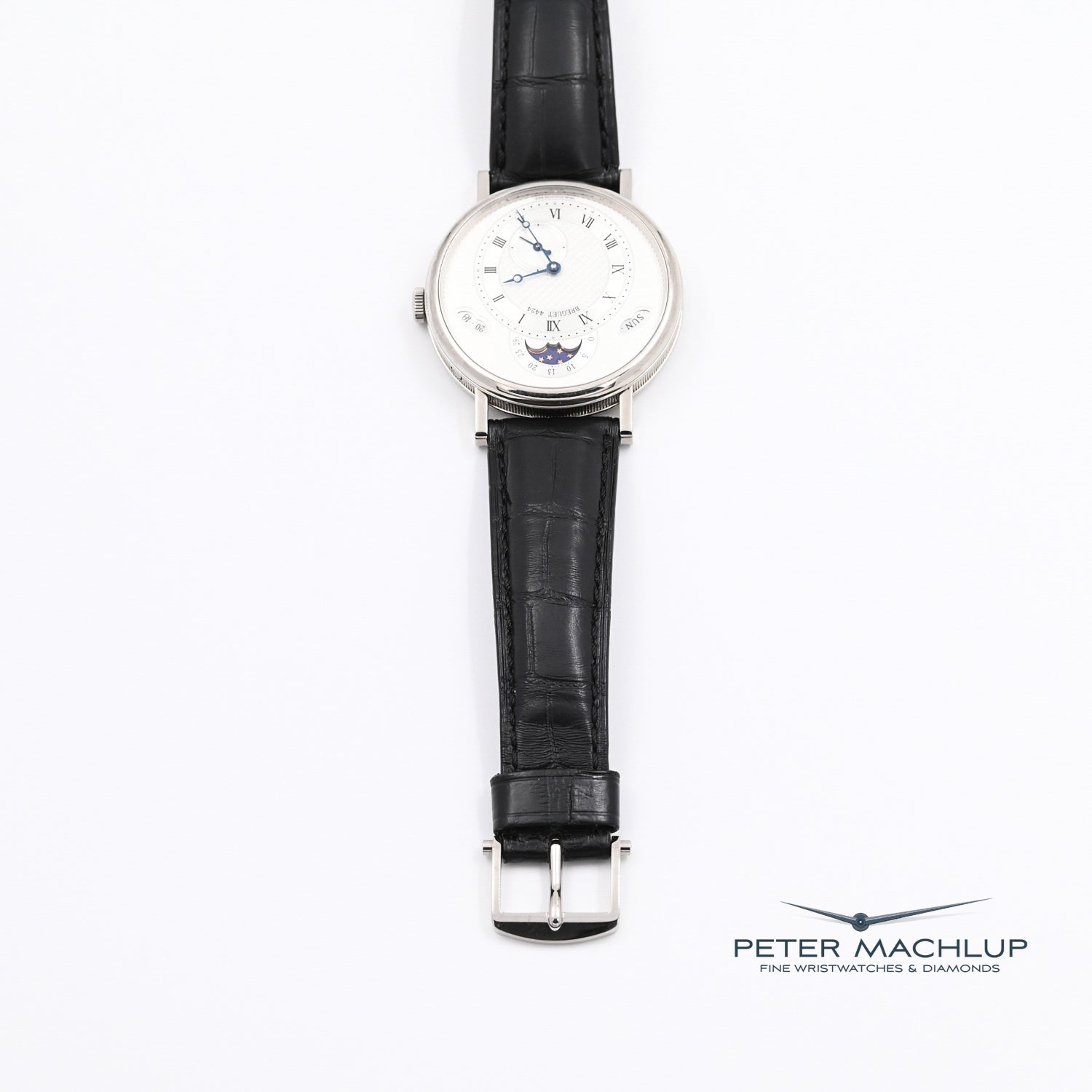 18ct White Gold Breguet Classique Moonphase Watch - Luxury Swiss Automatic Timepiece with Moon Phase Complication, Date Display & Sapphire Crystal - Perfect for Formal Events, Business Meetings & Collectors
