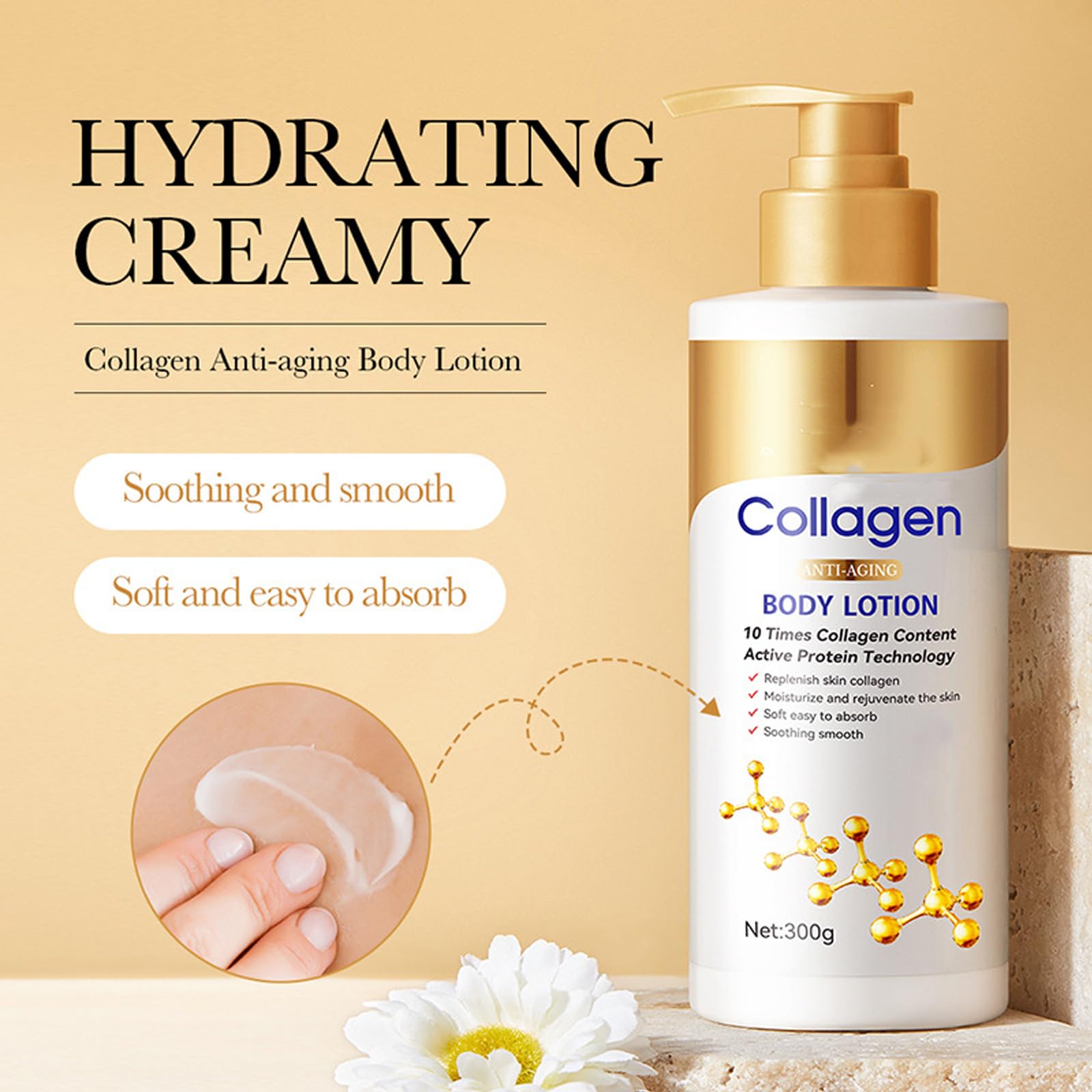 Sadoer Collagen Body Lotion - Deep Moisturizing & Skin Tightening Cream for Hydration - 300g (2 Pack) - Perfect for Dry Skin Care & Anti-Aging Body Treatment