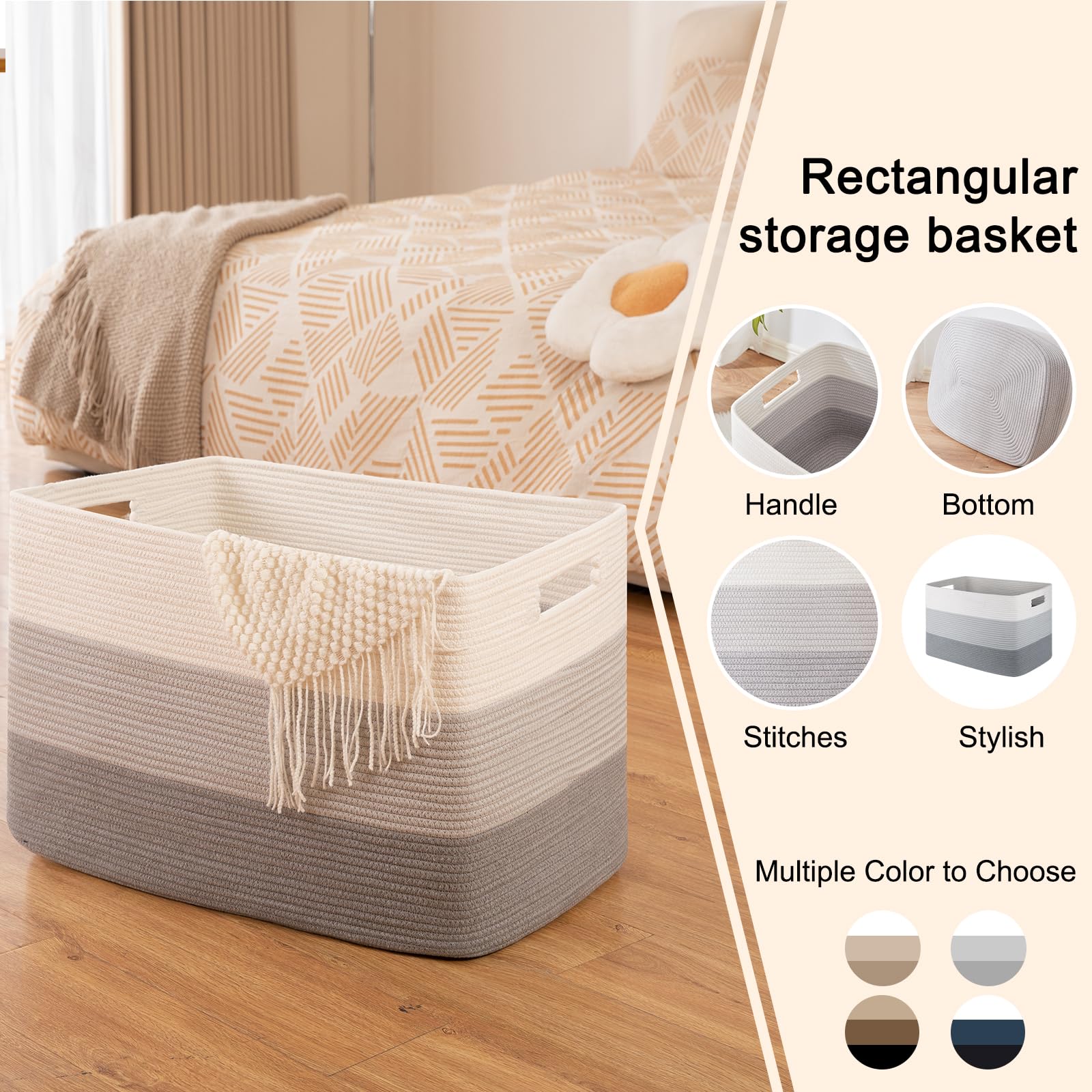 OIAHOMY XXXL Woven Storage Basket with Handle - 25
