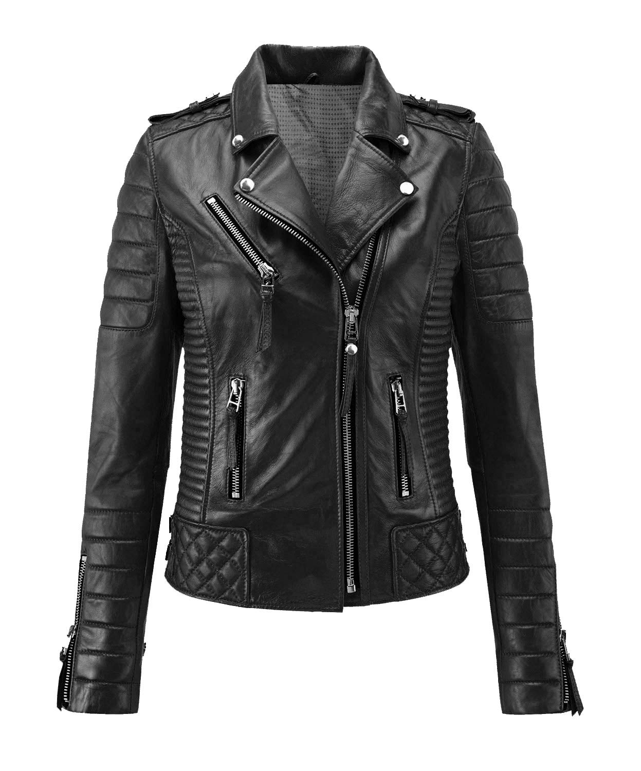 Genuine Lambskin Leather Jacket for Women - Stylish Motorcycle Bomber Biker Jacket | Perfect for Riding, Casual Outfits & Night Out