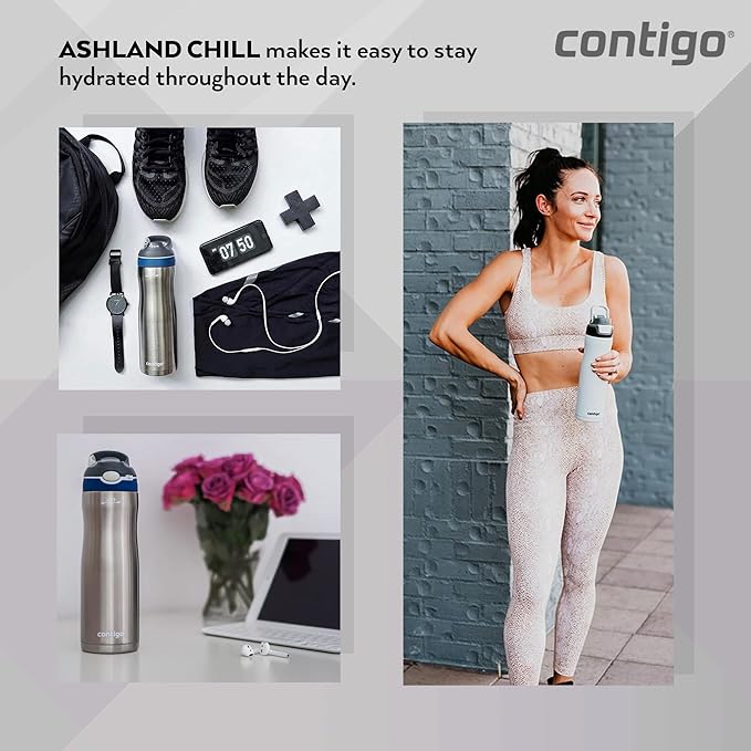 Ashland Chill AUTOSPOUT Vacuum Insulated Stainless Steel Water Bottle - 20oz (590ml) - Leakproof & Sweatproof - Perfect for Gym, Hiking, Travel & Outdoor Activities