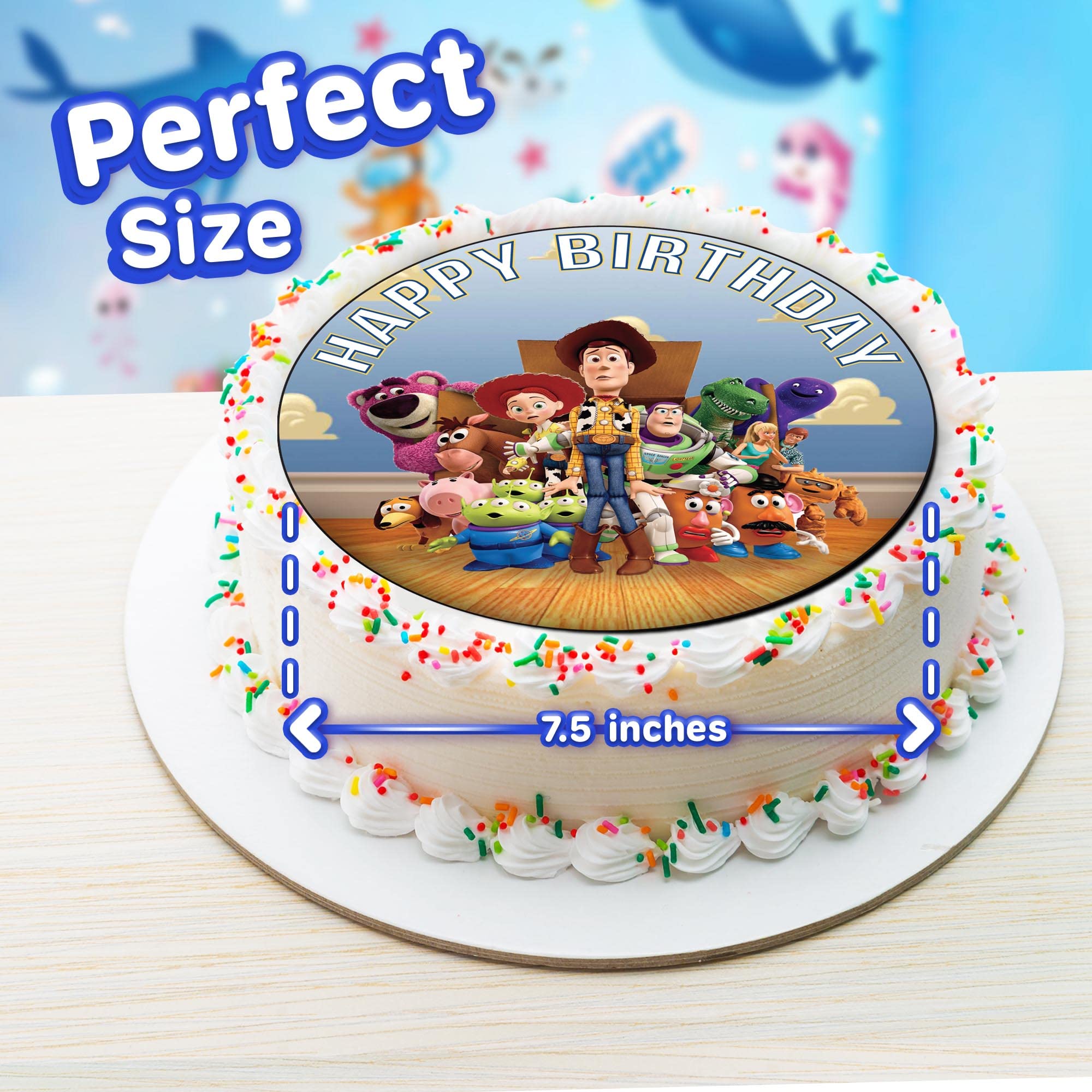 7.5 Inch Edible Cake Toppers - Classic Toy Adventure Themed Birthday Party Decorations for Cakes, Cupcakes & Desserts | Perfect for Kids Birthday Parties, Baby Showers & Special Celebrations