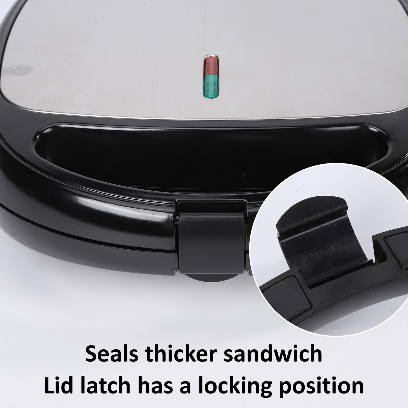 800W Sandwich Maker with Non-Stick Plates | Double-Sided Heating Grill Press for Panini, Grilled Cheese & French Toast | Easy to Clean & Store | Perfect for Breakfast, Lunch & Quick Snacks (Model H206A)