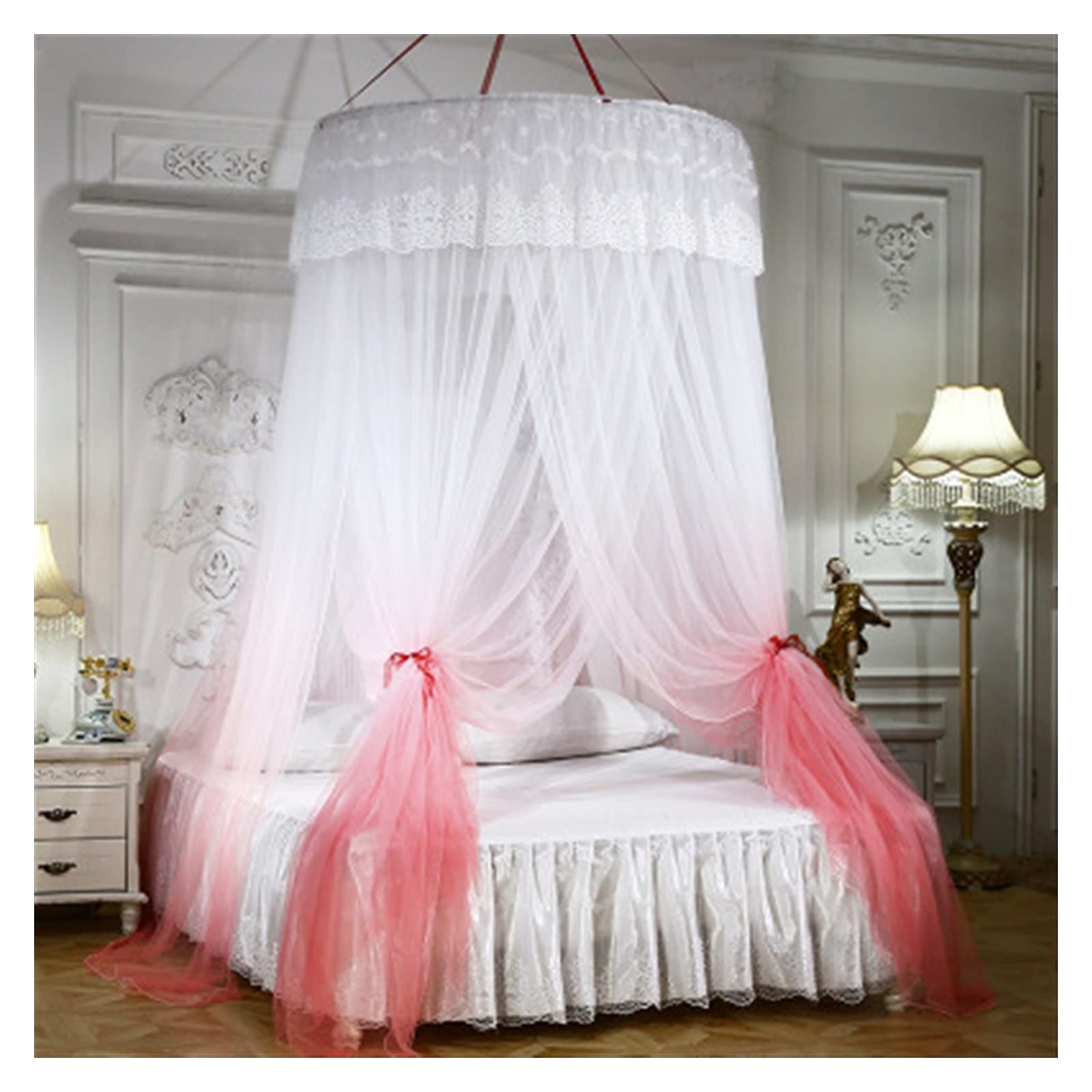 YUXI8541NO 3-Door Bed Canopy for Adults & Kids - Cotton Romantic Round Dome Tent Bed Net, Bedcover & Bed Curtain for Girls (Color C) - Perfect for Nursery, Bedroom Decor & Princess-Themed Sleepovers