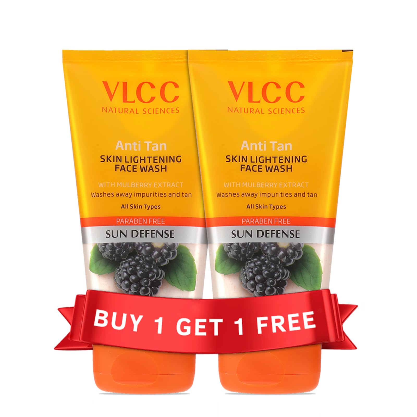 VLCC Anti-Tan Skin Lightening Face Wash 150ml x 2 (300ml) with Mulberry & Orange Peel Extract | Brightening Sunscreen with Broad Spectrum SPF Protection | Removes Tan, Spots & Dullness | For Daily Skincare & Sun Protection Routine
