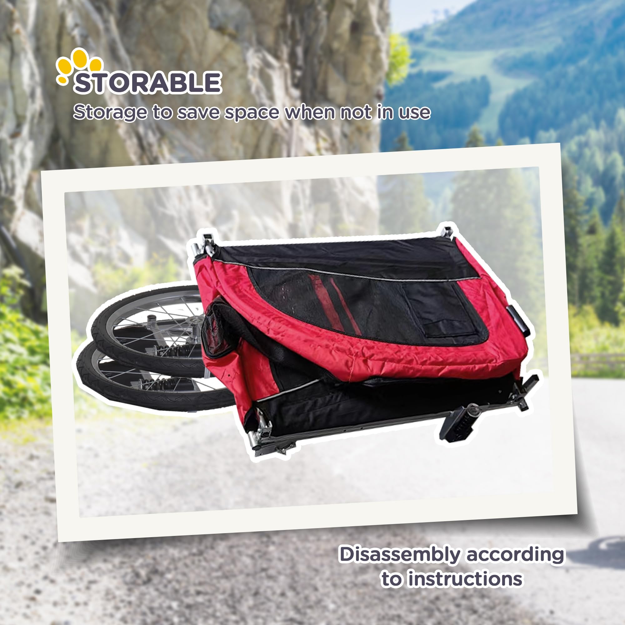 Aosom 2-in-1 Dog Bike Trailer & Pet Stroller with Canopy, Storage Pockets - Perfect for Cycling Adventures & Outdoor Walks with Your Pet