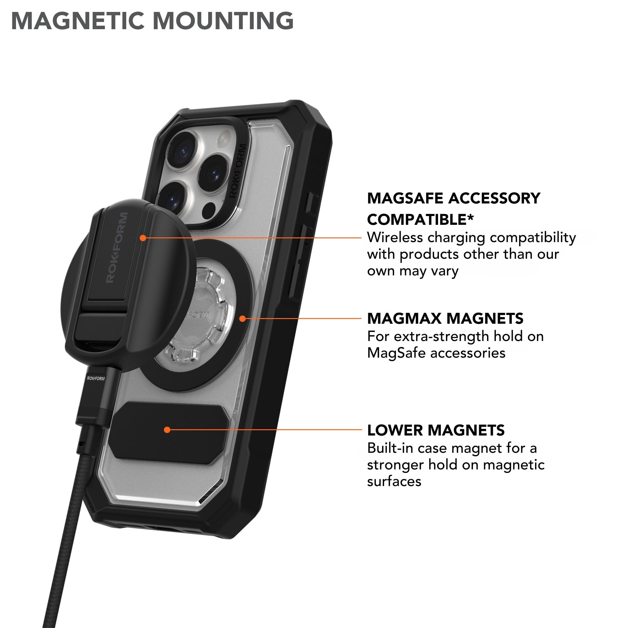 Rokform Crystal Series Magnetic Clear iPhone 16 Pro Case with RokLock Twist Lock - Drop Tested Armor for Everyday Protection and Active Lifestyles