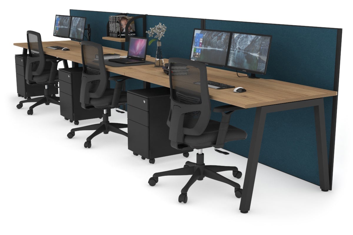 Horizon Quadro 3-Person Office Workstation Desk - 1600L x 800W with Cable Management - Perfect for Collaborative Workspaces & Modern Offices
