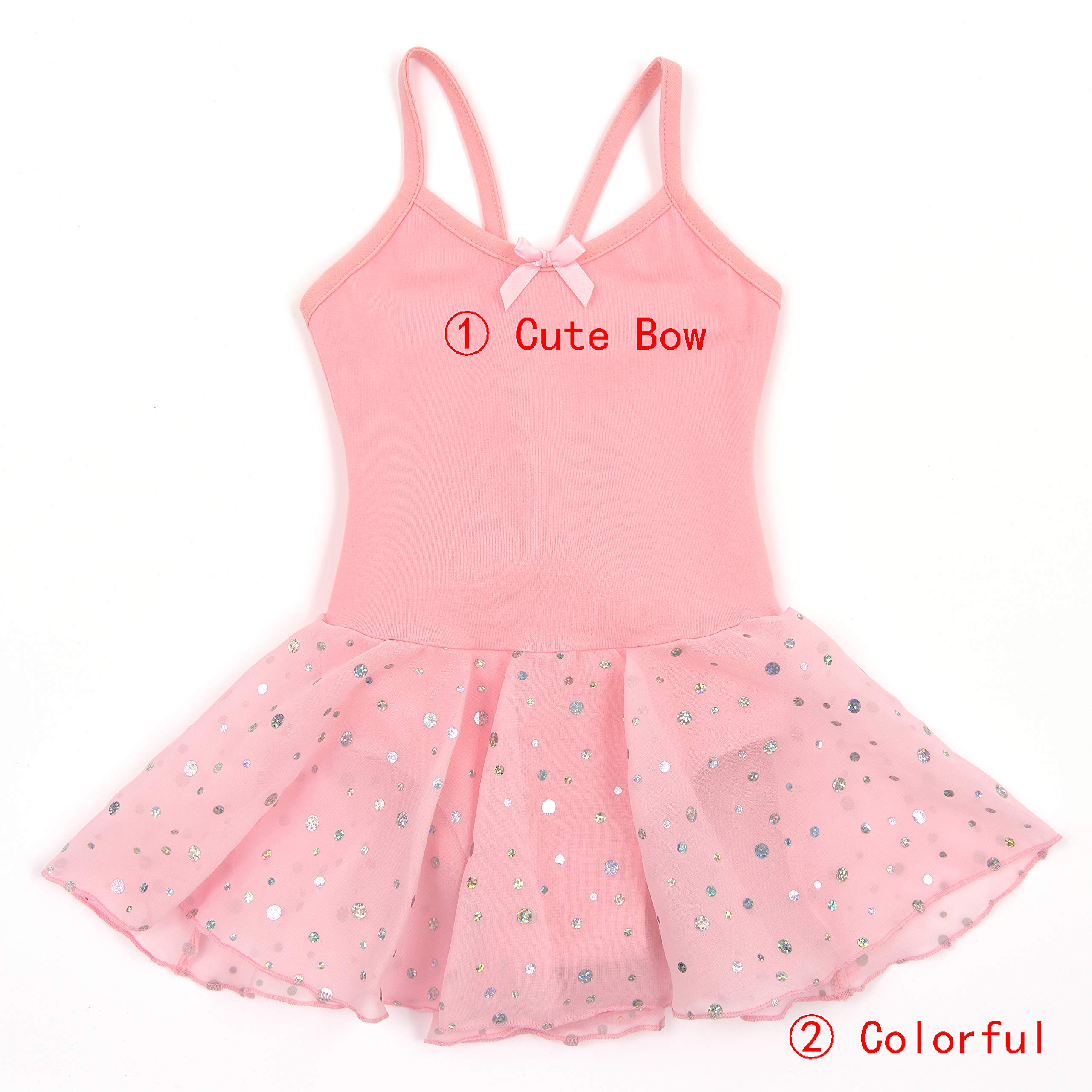 DANSHOW Girls Short Sleeve Ballet Leotard with Tutu Skirt - Kids Dance Costume for Ballet, Gymnastics & Performance