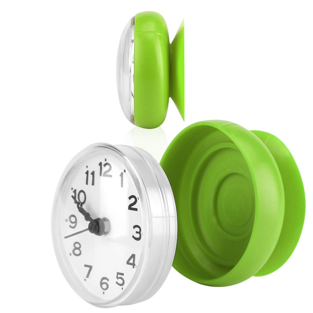 Waterproof Suction Wall Clock for Bathroom - Valentine's Gift for Kids & Friends (Green) - Perfect for Shower & Home Decor