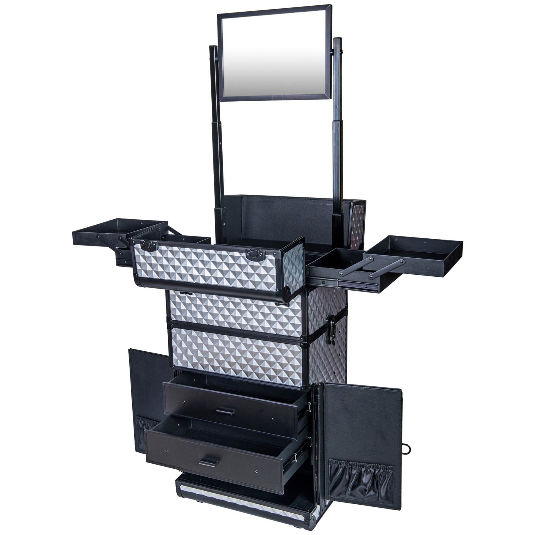 REBEL Series Pro Makeup Artists Rolling Train Case - Professional Trolley Case for Cosmetics & Beauty Tools | Perfect for Salon, Travel & On-Site Makeup Services