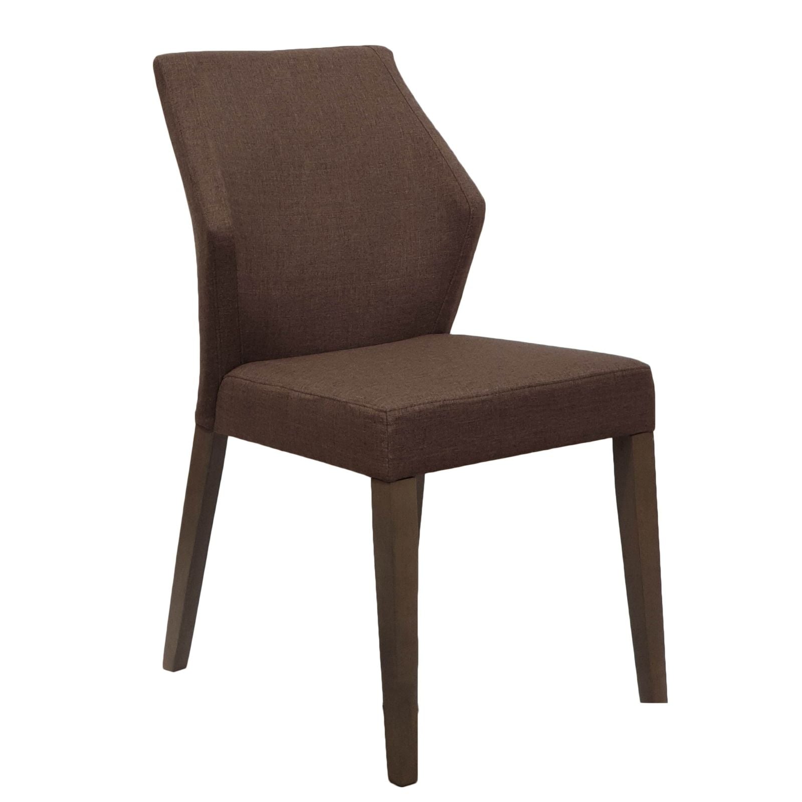 Modern Winged Back Dining Chairs Set of 2 - Brown Fabric Upholstery with Grey Oak Rubber Wood Legs - Elegant Home Dining Room Furniture for Kitchen, Breakfast Nook & Formal Entertaining