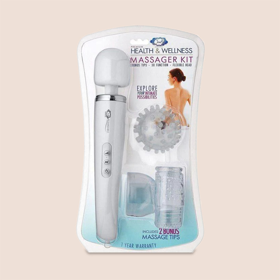 Rechargeable Vibrating Wand Massager Kit for Muscle Relaxation & Pain Relief - Health & Wellness Personal Care Device for Home & Spa Use