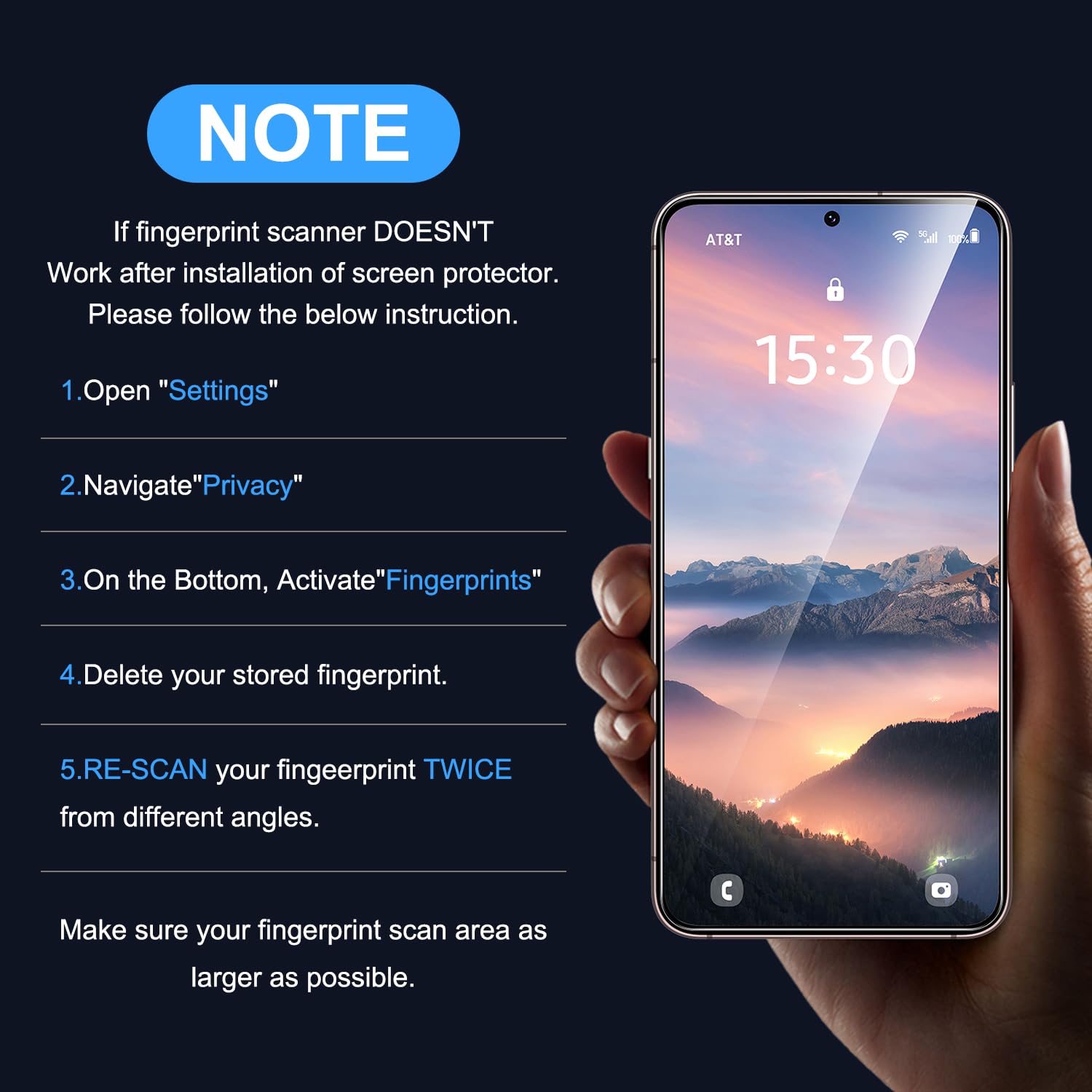 Samsung Galaxy S22 Screen Protector - 2 Pack, Unbreakable with Ultrasonic Fingerprint & Auto-Alignment for Perfect Fit - Home & Office Use