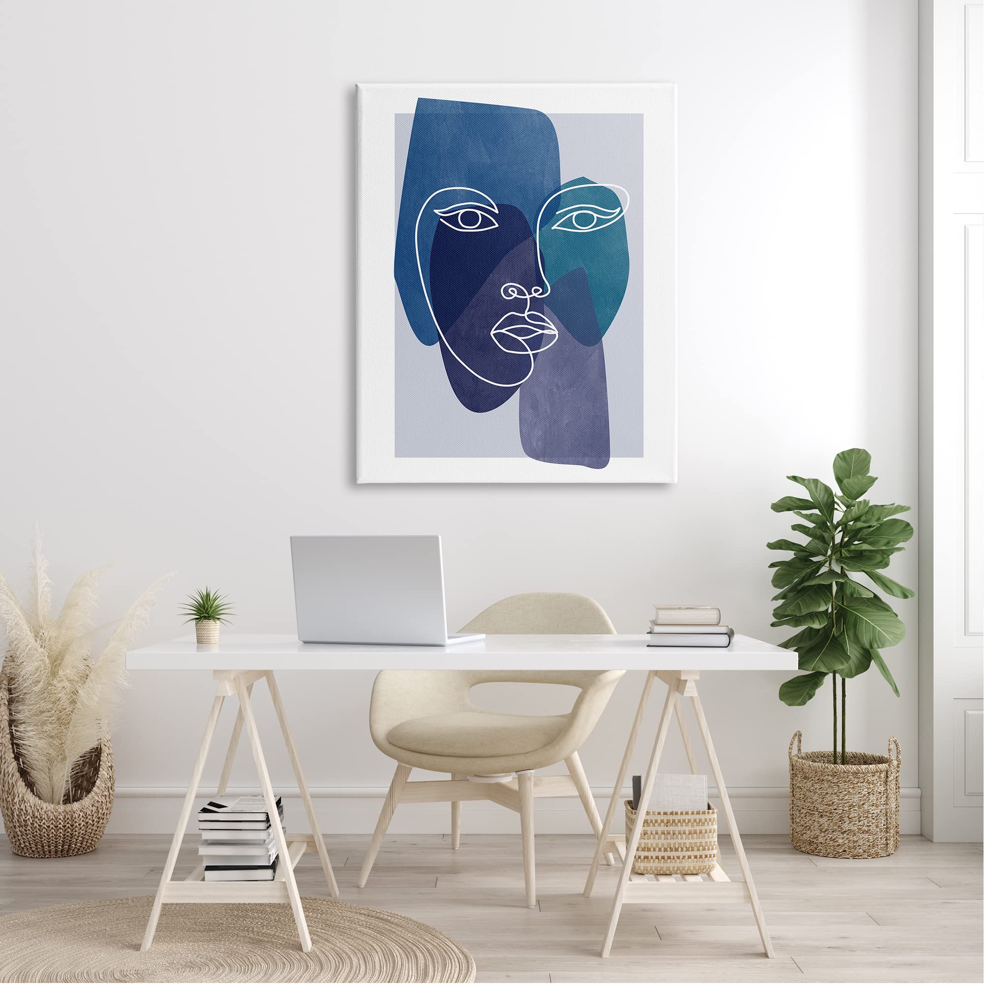 Stupell Industries Bold Face Line Doodle Modern Geometric Shapes Wall Art - Birch&Ink Design - Perfect for Living Room, Bedroom & Office Decor