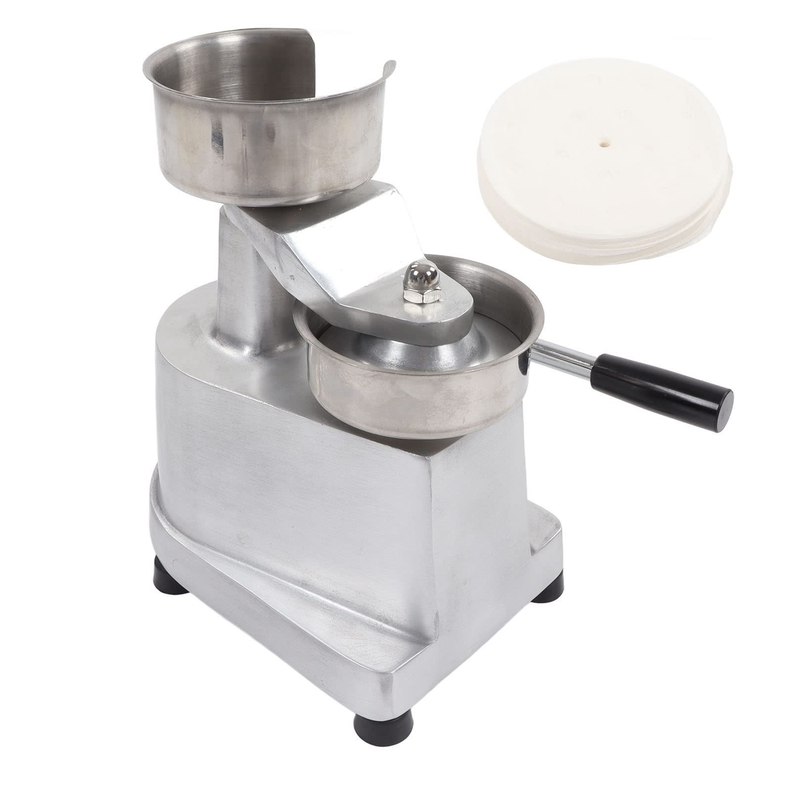 Commercial Stainless Steel Hamburger Press - Heavy Duty Burger Patty Maker with 500 Patty Papers (5.12in/130mm) for Restaurants, BBQ & Home Kitchen Use