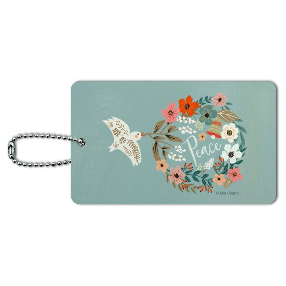 Christmas Peace Wreath Dove Bell Luggage Tag - Elegant Suitcase ID Tag for Carry-On Bags | Perfect Holiday Travel Accessory & Gift Idea