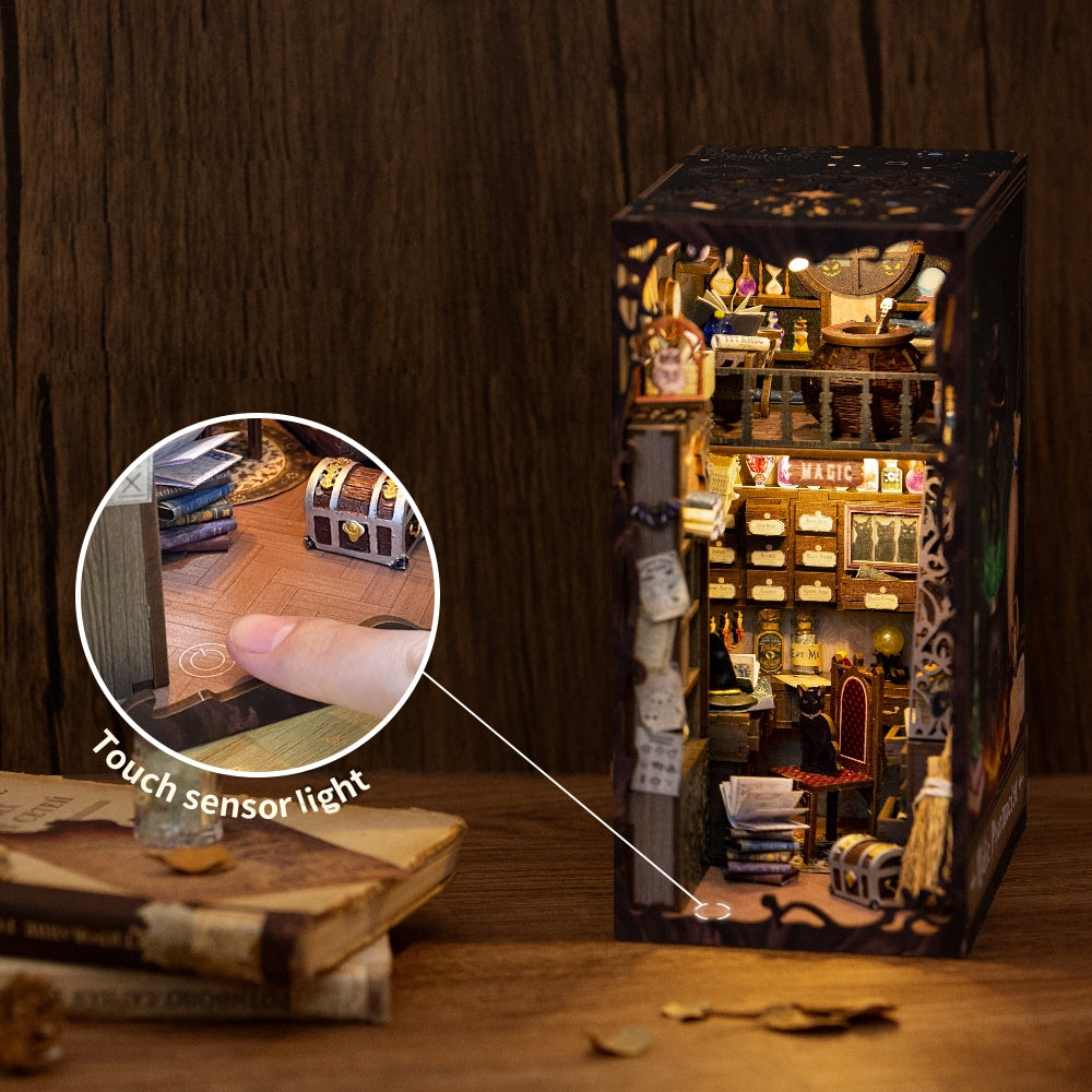 Magic Pharmacist Book Nook Kit with Dust Cover - DIY Miniature Bookshelf Decor for Home, Office & Gifts | Perfect for Book Lovers & Collectors