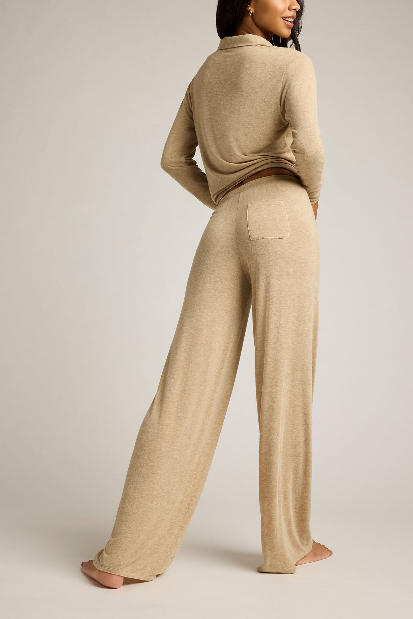 Premium Fino Cashmere Jogger Pants for Women - Soft & Warm Lounge Pants in Dune Beige | Cozy Winter Wear, Yoga, Travel & Home Relaxation