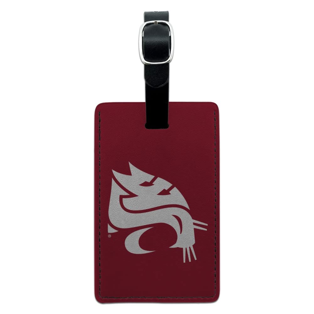 Washington State Primary Logo Rectangle Leather Luggage Tag - Personalized Carry-On ID Tag for Travel Bags & Suitcases - Perfect for Airports, Business Trips & Vacation Identification
