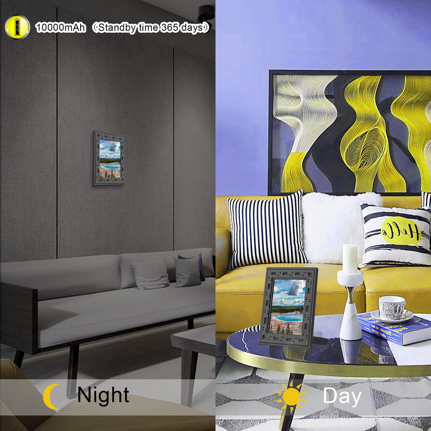 Spy Camera Picture Frame - 1080P HD Hidden Camera with WiFi, PIR Motion Detection & Night Vision | Remote Live View, 1-Year Standby | Ideal for Home Security, Nanny Cam, Office Surveillance