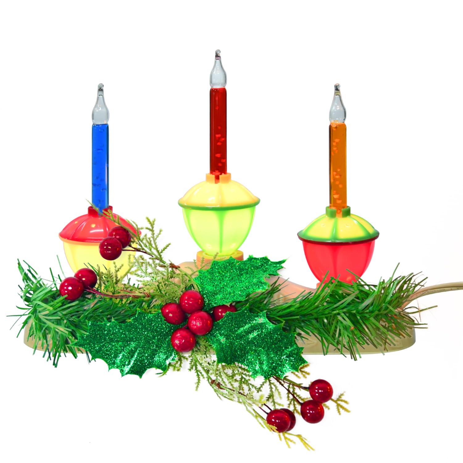 Vintage 3-Light Christmas Bubble Lights Centerpiece - Electric Bubble Candle Lamps for Holiday Table Decor, Home & Christmas Tree Decoration | Perfect for Fireplace Mantel, Dining Table, and Festive Party Decorations