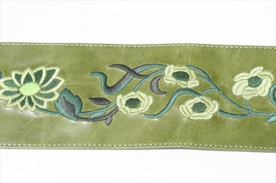 Embroidered Leather Belt for Women & Men - Premium Genuine Leather, Adjustable Waist Belt in Chartreuse Green - Perfect for Casual, Office & Formal Outfits