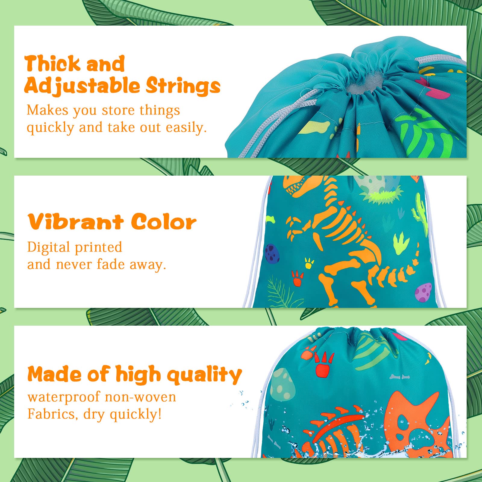 Dinosaur Party Favor Bags - 20 Pack Drawstring Gift Bags for Candy & Treats | 5 Adorable Dino Styles | Perfect for Kids Birthday Parties, Baby Showers & Themed Events