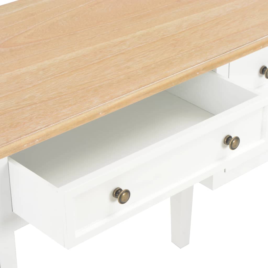 Compact White Wooden Computer Desk with Drawer - 43.1