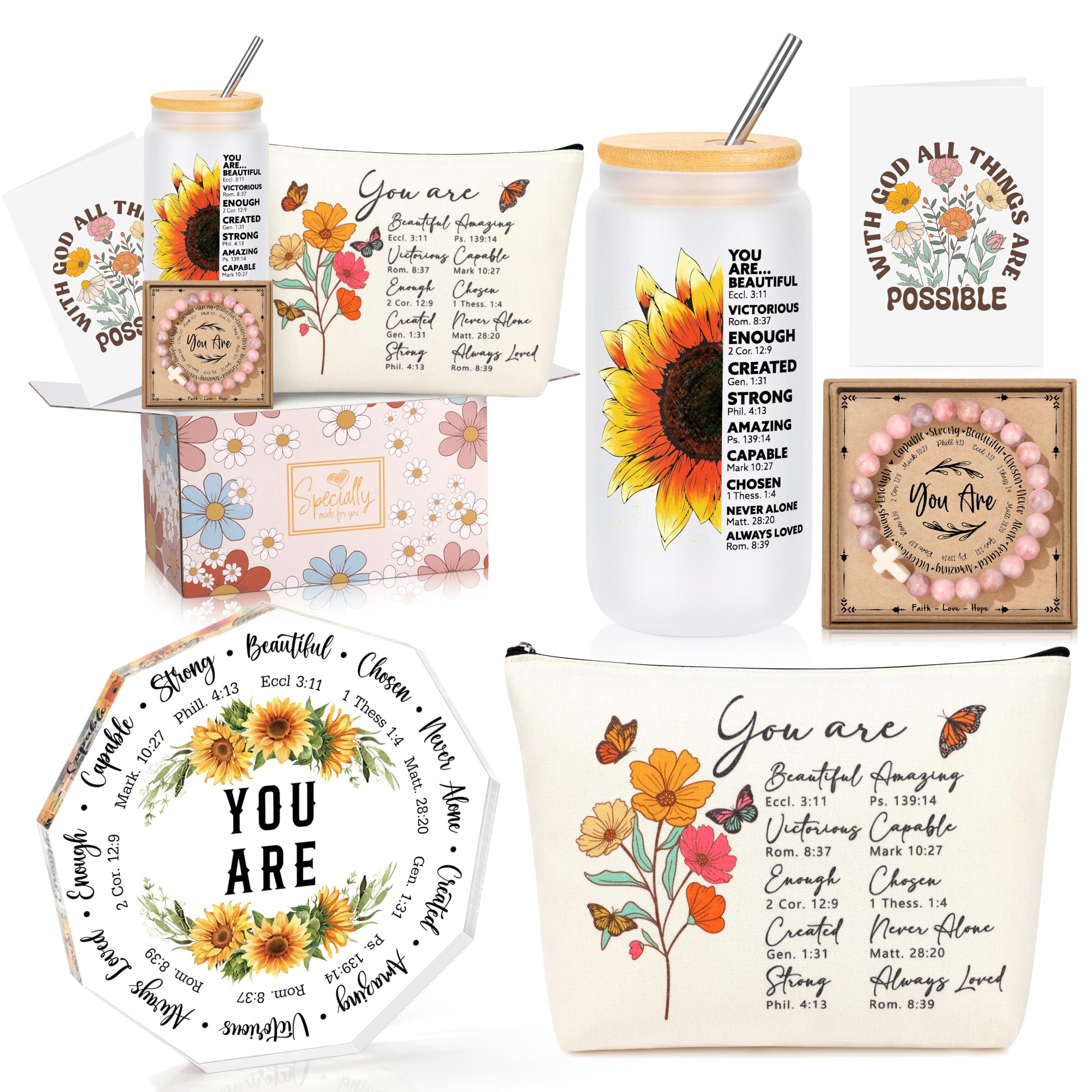 Christian Religious Gifts for Women - Inspirational Sunflower Birthday Gifts, Easter & Valentines Unique Present for Mom, Daughter, Aunt, Best Friend & Grandma - Perfect for Church, Bible Study & Faith-Based Celebrations