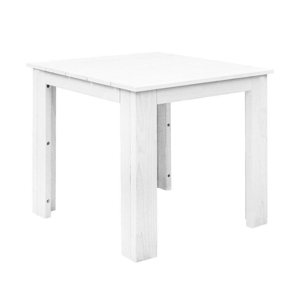 White Wooden Coffee Side Table - Outdoor Camping & Garden Furniture for Patio, Deck, and Backyard Relaxation