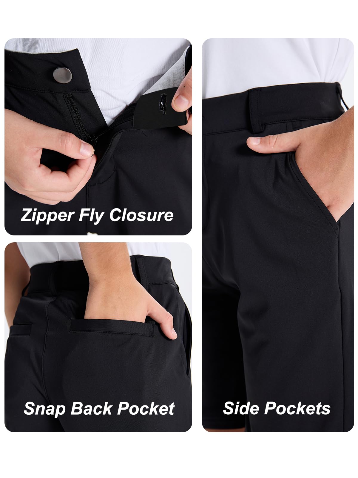DEVOROPA Boys' Stretch Golf Shorts - Flat Front Chino Hybrid Twill Casual Shorts with Pockets for Youth & Kids | Perfect for School Uniforms, Golfing & Everyday Wear