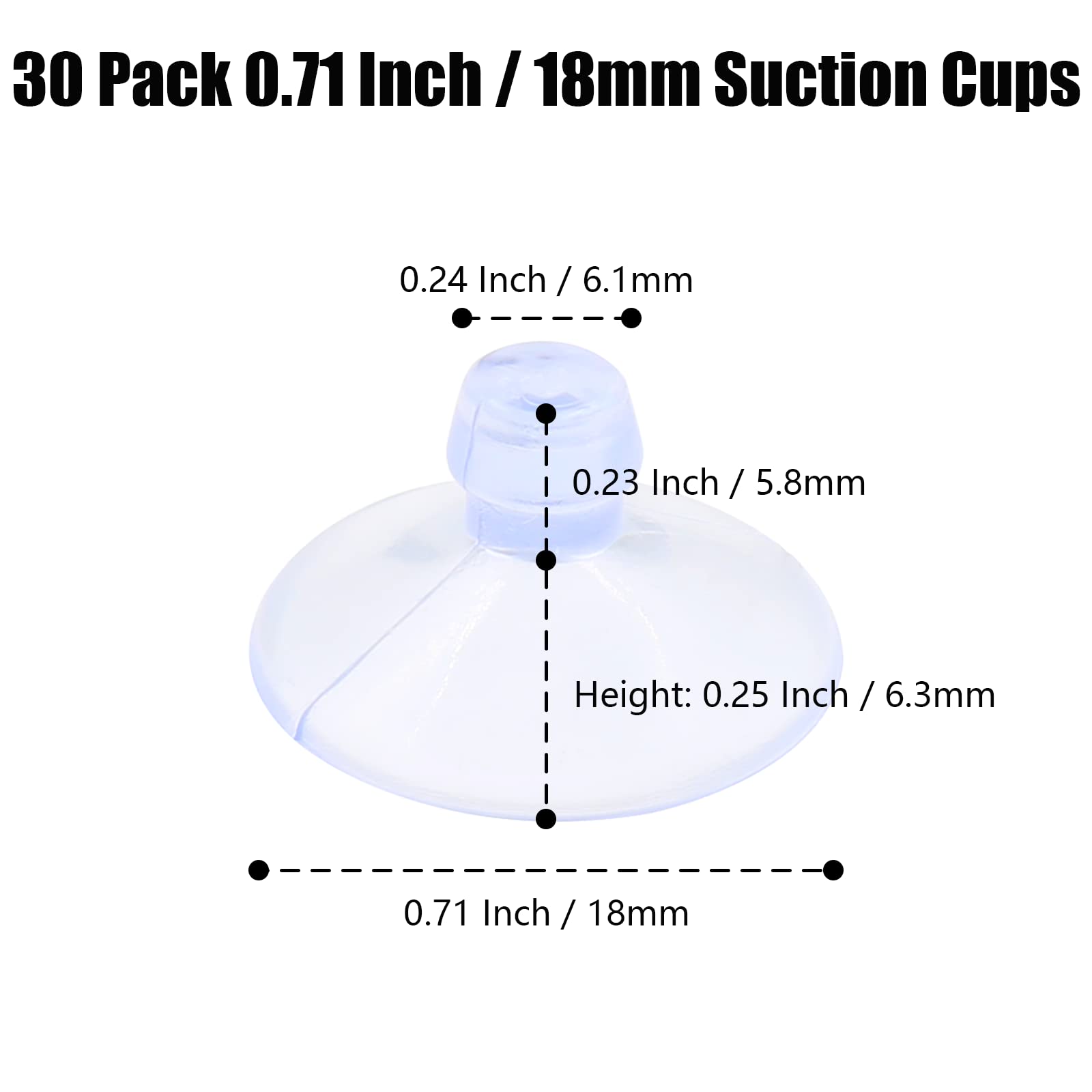 30 Pack 18mm Clear Glass Table Suction Cups with Rubber Base - Anti-Collision Transparent Suckers for Furniture, Desks & Smooth Surfaces - Perfect for Organizing, Protecting Glass Tables & Securing Items Without Hooks