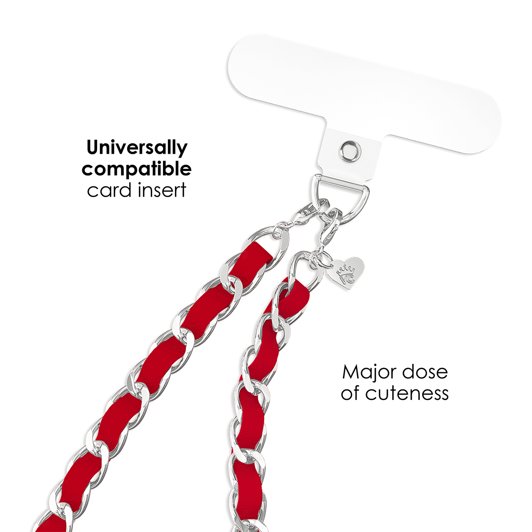 Stylish Red Leather Chain Phone Charm for iPhone & Android - Perfect for Keychains, Handbags & Gifts