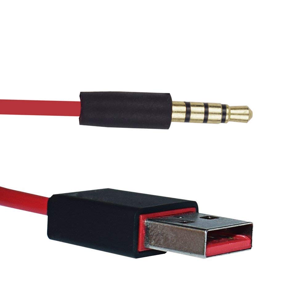 Replacement 3.5mm USB Charger Cable for Beats by Dre Studio & Solo Wireless Headphones - Power Supply Cord (Red) | Perfect for Travel, Workouts & Home Use