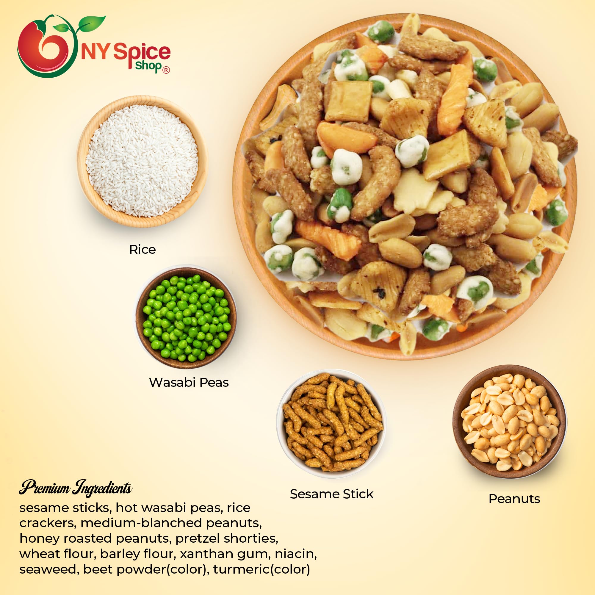 NY Spice Shop Wasabi Explosions Crackers - 3 Pound Bag of Crunchy Spicy Rice Snacks - All Natural Mixed Rice Crackers for Parties, Snacking & Asian Cuisine