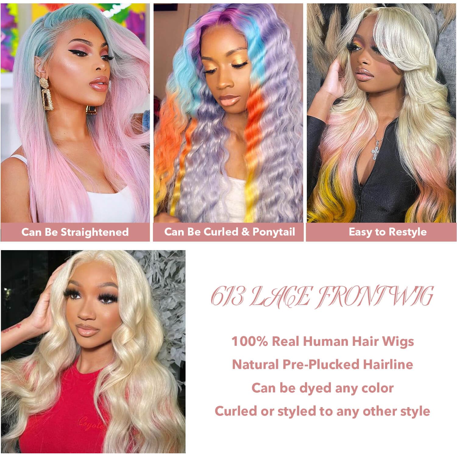 613 Blonde 13x6 HD Transparent Lace Front Wig - 200% Density Human Hair Body Wave (30 Inch) for Everyday Wear & Special Occasions