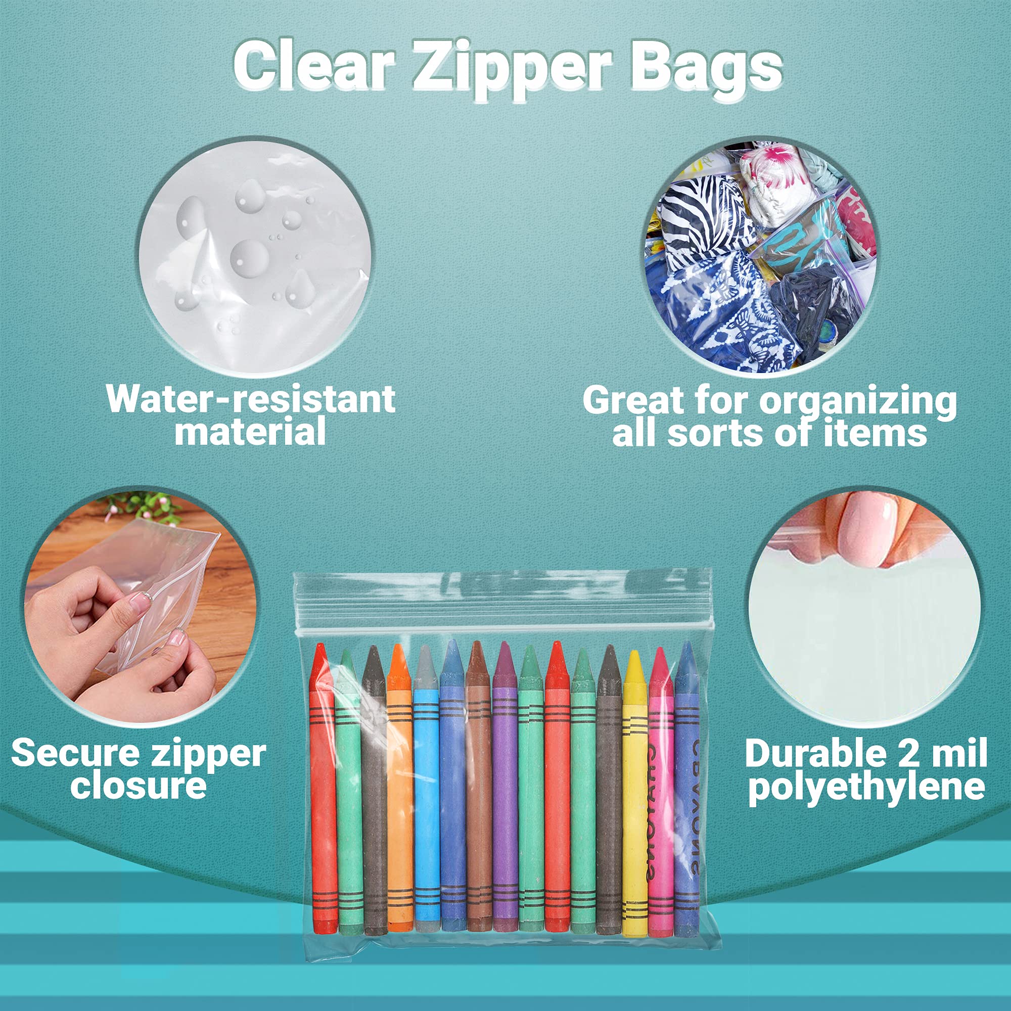 1000 Pack 6x4 Inches Clear Reclosable Zipper Bags - 2 Mil Thick Waterproof Plastic Storage Bags for Jewelry, Crafts & Industrial Use | Durable Zipper Closure for Organizing Small Items