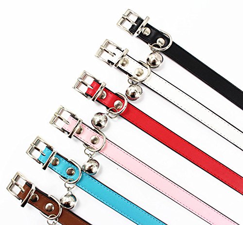 Durable Metal Buckle Pet Collar with Bell for Cats & Dogs - Adjustable, Comfortable & Stylish (White/Black/Red/Pink/Blue/Brown) - Perfect for Daily Walks, Training & Pet Fashion (Size M, Red)