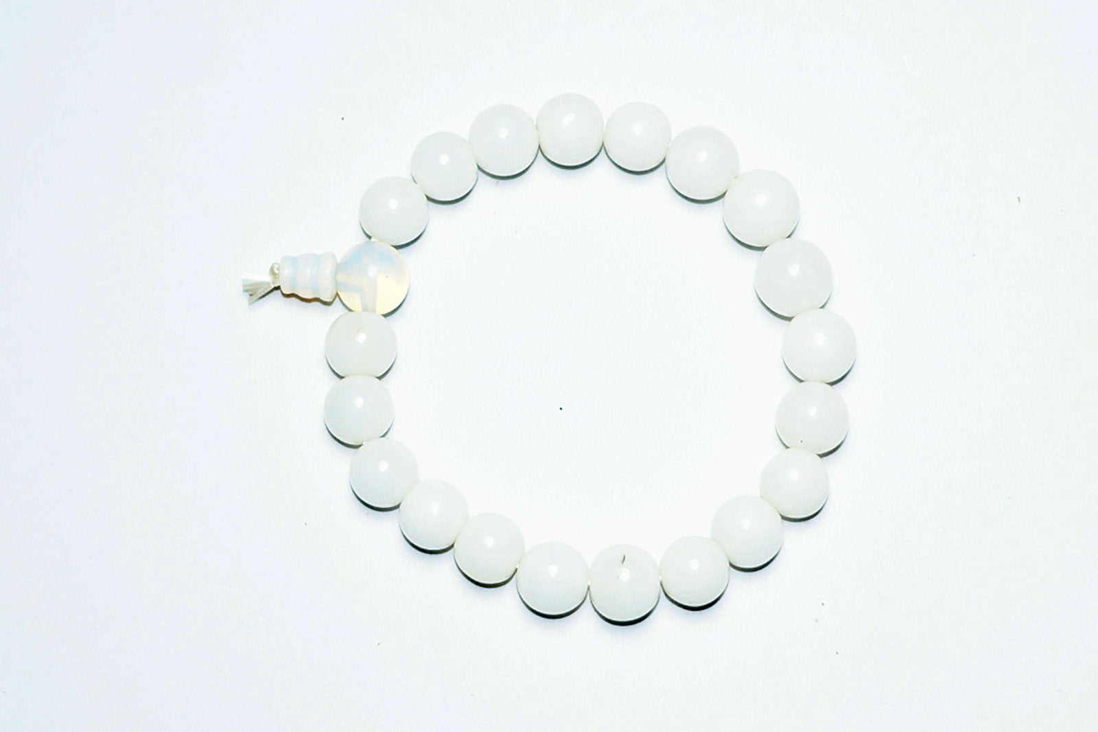 Natural White Ageta Moonstone Beaded Bracelet for Women - Energy Healing Meditation Jewelry, Yoga & Spiritual Wellness Accessory