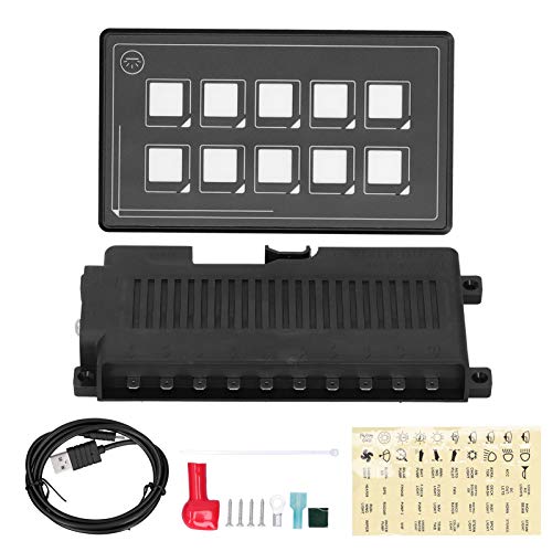 10P Marine Boat Control Switch Panel with Bluetooth APP, Backlight LED Touch & Built-in PPTC - Perfect for RV, Yacht & Boat Dashboard Control