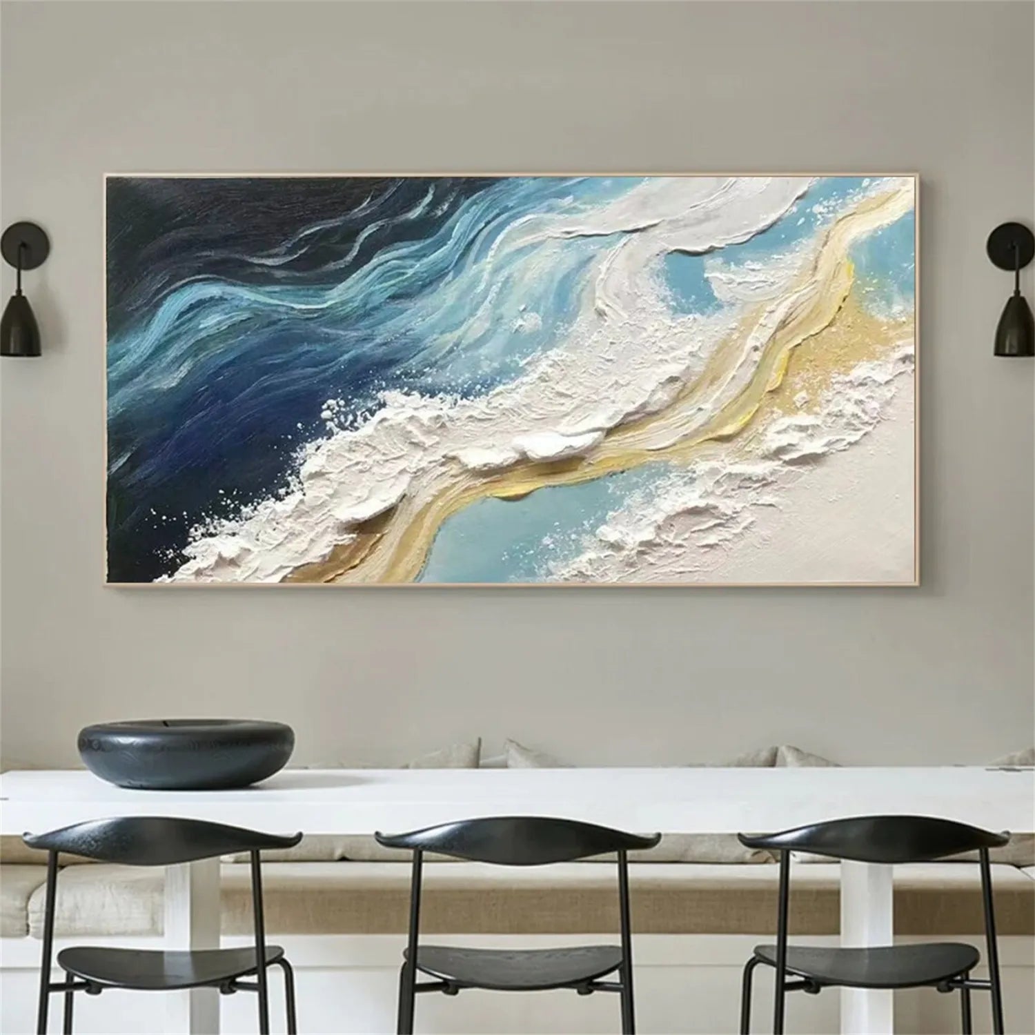 Ocean And Sky Painting #OS 176 - Handmade Coastal Wall Art for Beach House Decor, Living Room & Bedroom