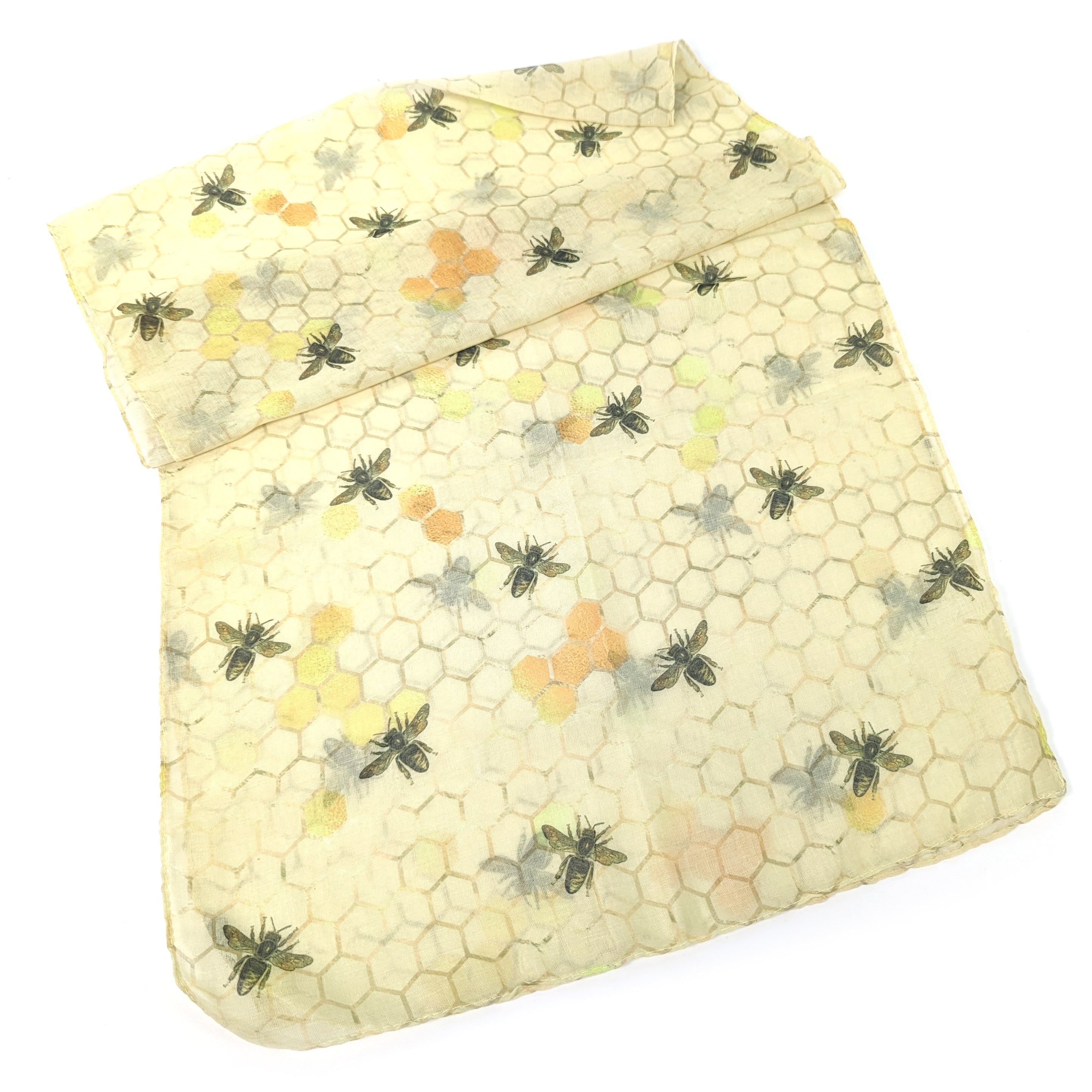 Bee & Honeycomb Scarf - 50x180cm Soft Warm Winter Wrap - Perfect for Women's Fashion Accessories, Outdoor Activities & Cold Weather Protection