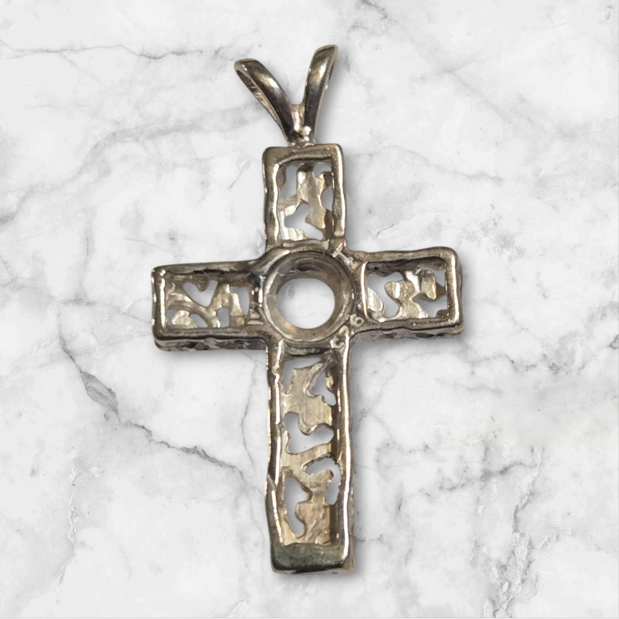 Solid Sterling Silver or 14kt Gold 3-6mm Round Freeform Cross Pendant Setting - Handmade in USA (161740/141740) - Perfect for Necklaces, Jewelry Making & Religious Gifts