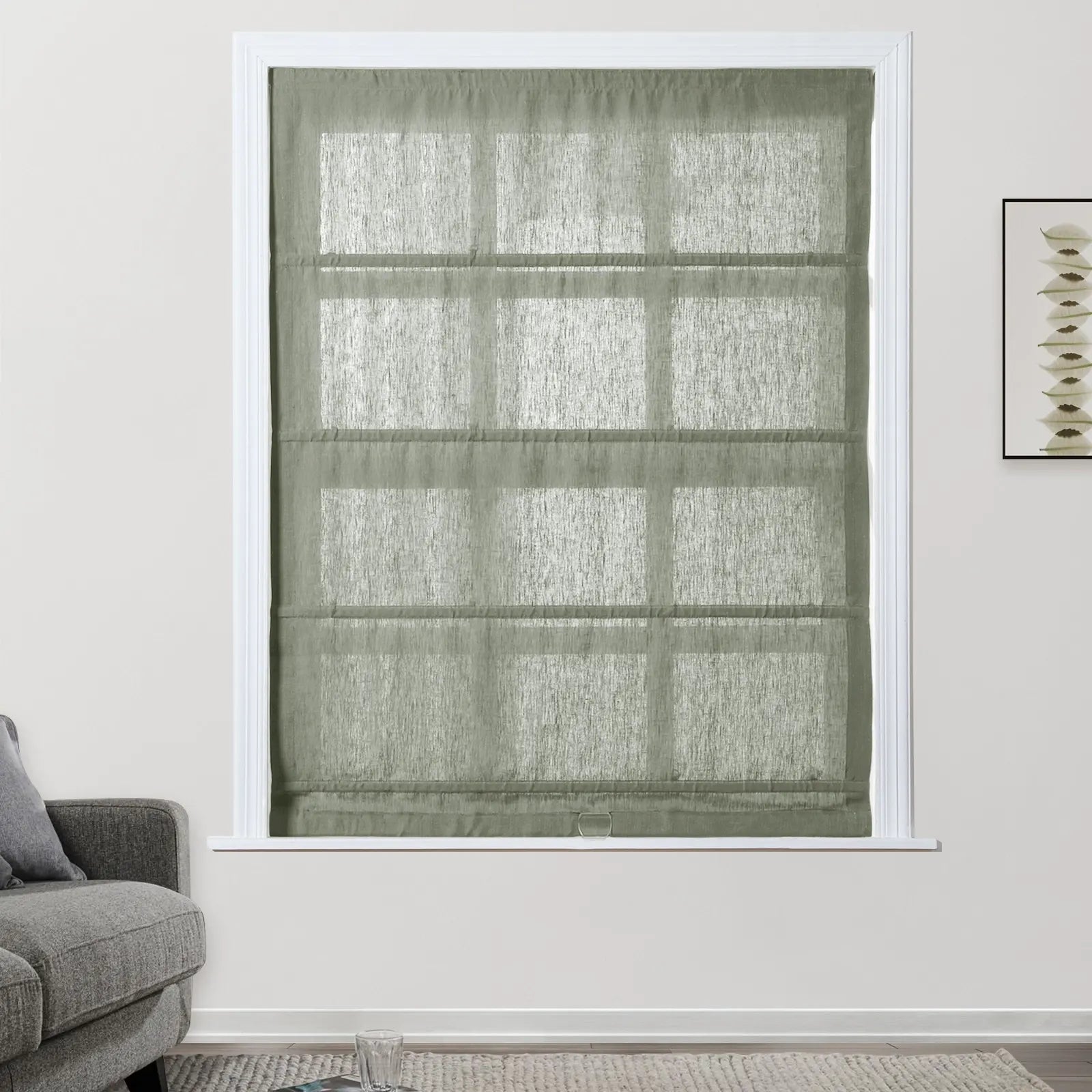 Premium Belgian Linen Cordless Roman Shades - Blackout Window Treatments for Bedroom & Living Room - Plus Size Custom Window Coverings