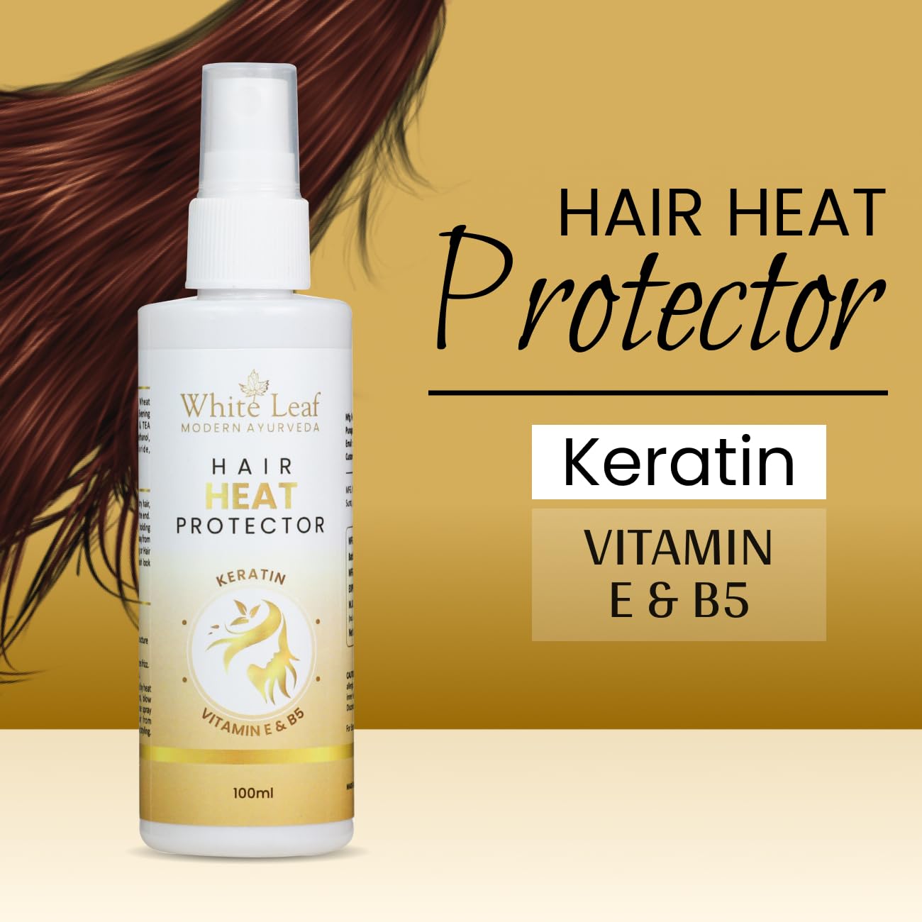 White Leaf Advanced Heat Protectant Spray for Hair Straighteners & Styling - 100ml | Sulfate-Free, Paraben-Free, SLS-Free | Prevents Heat Damage for Smooth, Shiny Hair | Perfect for Daily Styling & Salon Use
